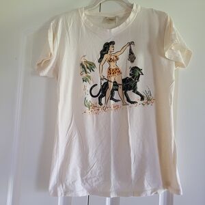 Atomic Tees Rockabilly Graphic T-Shirt with Woman and Panther Design